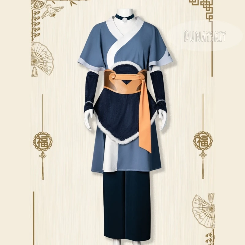 Katara Blue Water Tribe Outfit With Fur Trim Belt And Sash Badge Wigs Cosplay Costume The Last Airbender Set Halloween Cosplay view 2