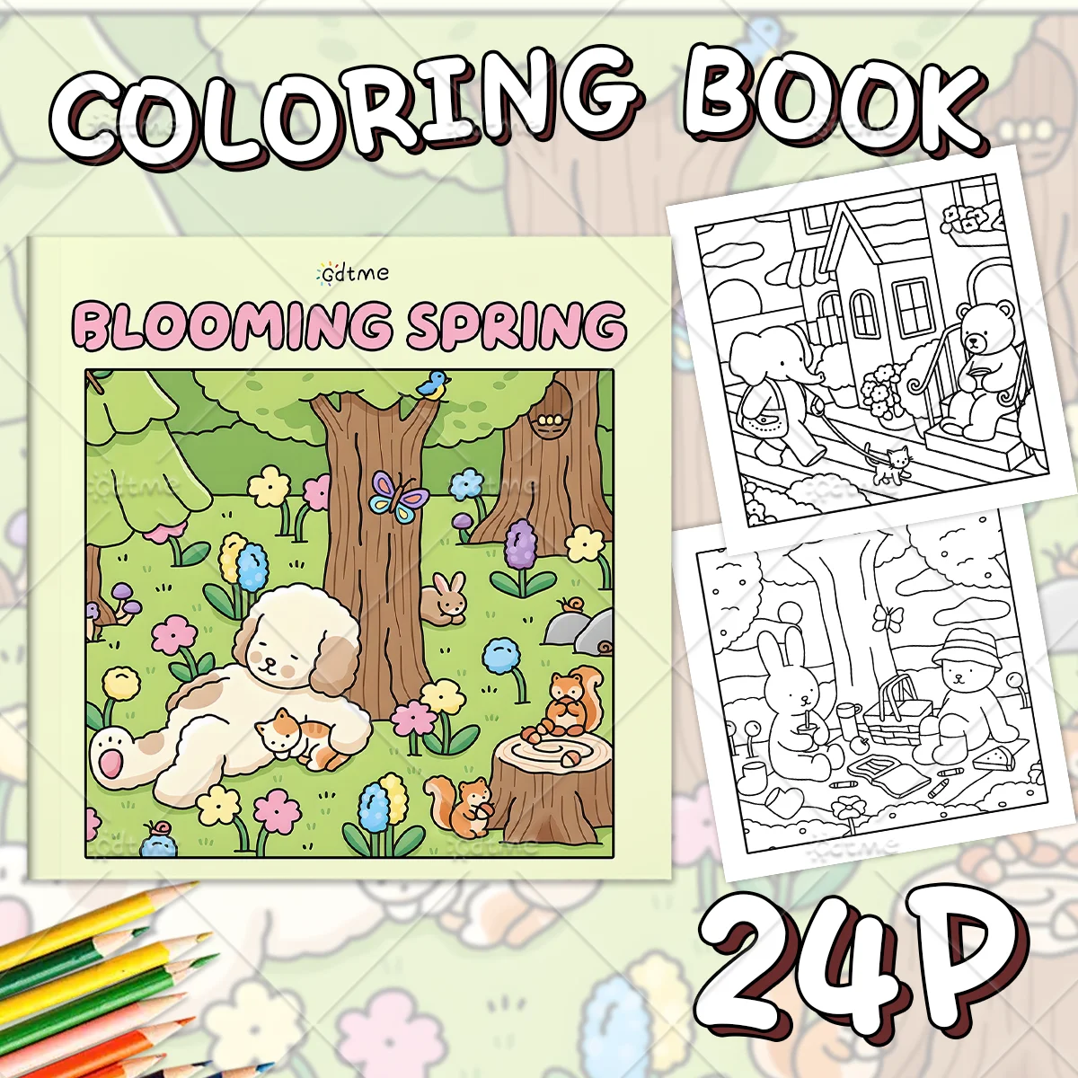BLOOMING SPRING Malbuch für Erwachsene mit niedlichen, gemütlichen täglichen Aktivitäten zur Entspannung (Cozy Spaces Coloring) – Detail 1