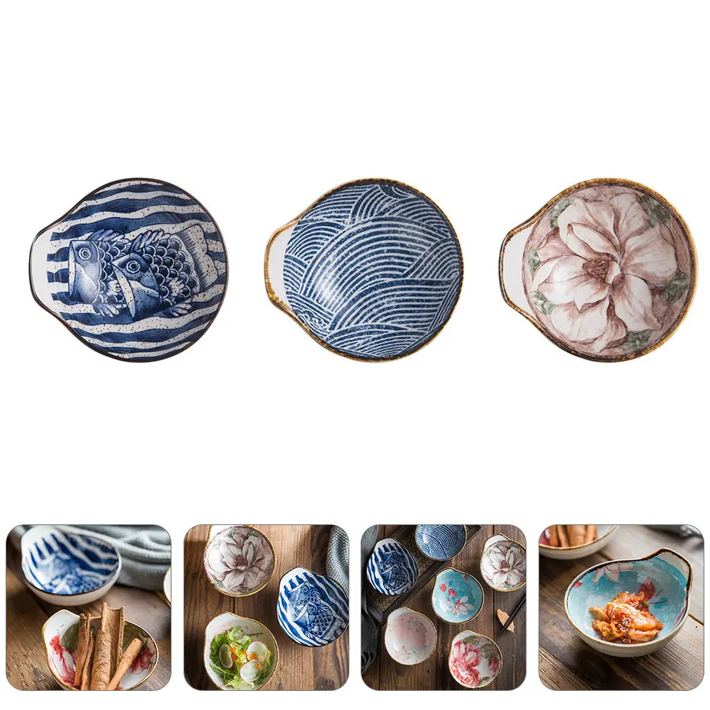 Juego de 3 Platos de Cerámica para Salsas y Condimentos, para Restaurante, Hogar o Viajes, para Salsa de Soya, Aderezo Agridulce y Mostaza