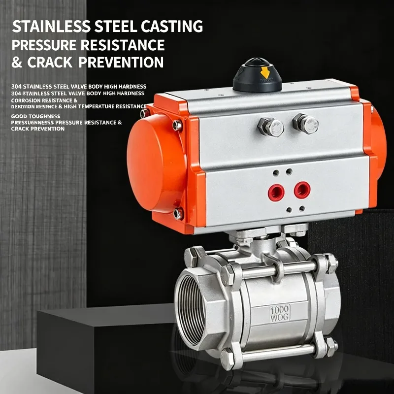 304 Q611F-16P Stainless SteelThreaded Ball Valve Pneumatic Three-Piece Ball Internal Thread Valve DN15 DN20 DN25 DN32 Pneumatic
