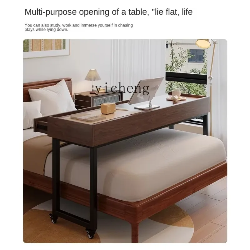 LYY  Lazy Bed Table Movable Bedside Table Tailstock Dressing Table Double Solid Wood