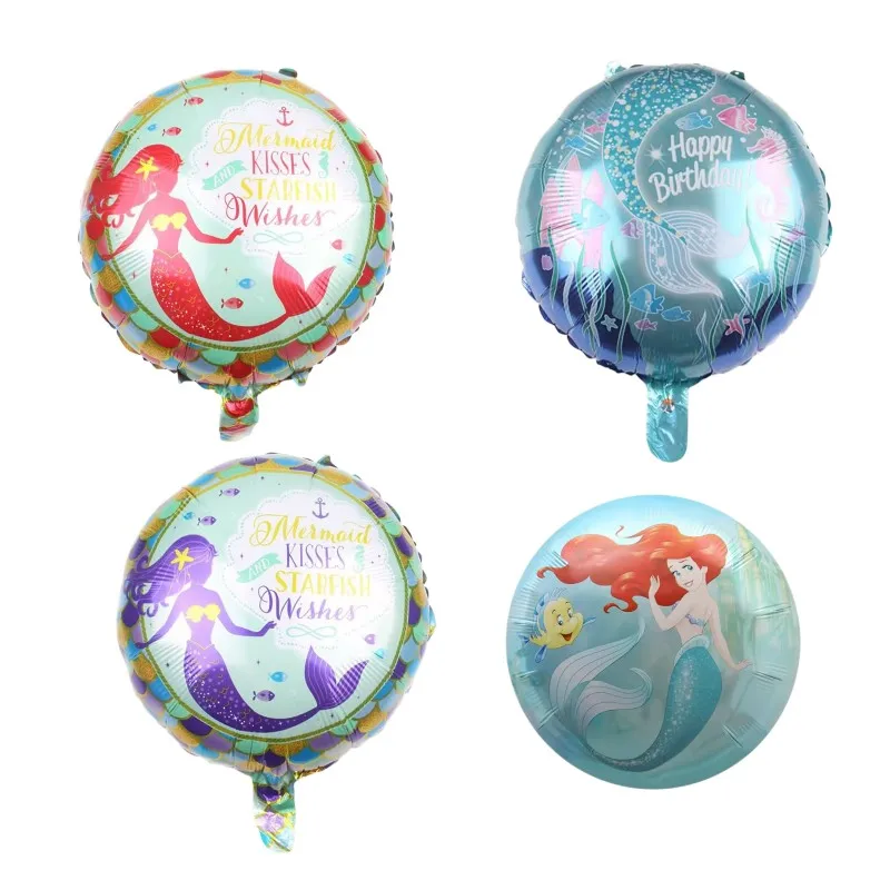 

50pcs 18 inch Round Disney Mermaid Princess Foil Balloon Baby Birthday Cartoon Girl Party Decoration Kids Helium Balloon Toys