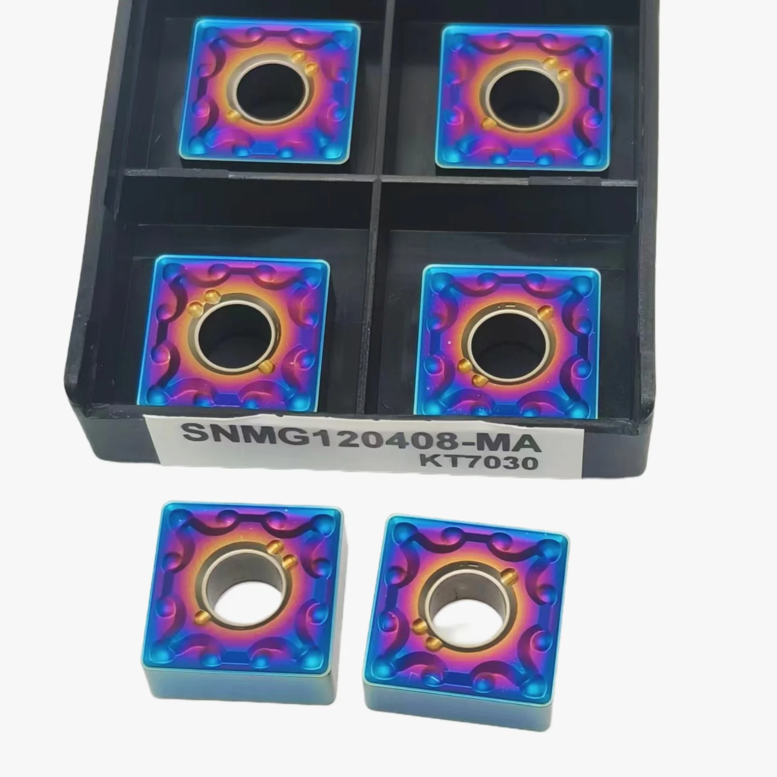 Inserção de carboneto azul nano, torneamento cilíndrico metálico, Ferramenta de torno CNC, Corte SNMG, SNMG120404 SNMG120408 SNMG120412 MA KT7030