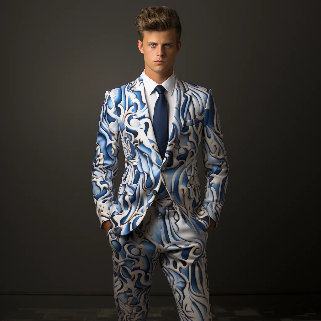 

Blue Flame Men's Trousers Suit Adult 3d Printing Suit Gentleman Party Role Play Stage Nightclub Shiny Cool Performance Suit 2025