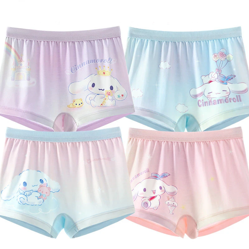 

2024 Sanrio Cinnamoroll Girls Underwear Kawaii Anime Girls Modal Antibacterial Breathable Thin Ice Silk Shorts Summer Kid Gift