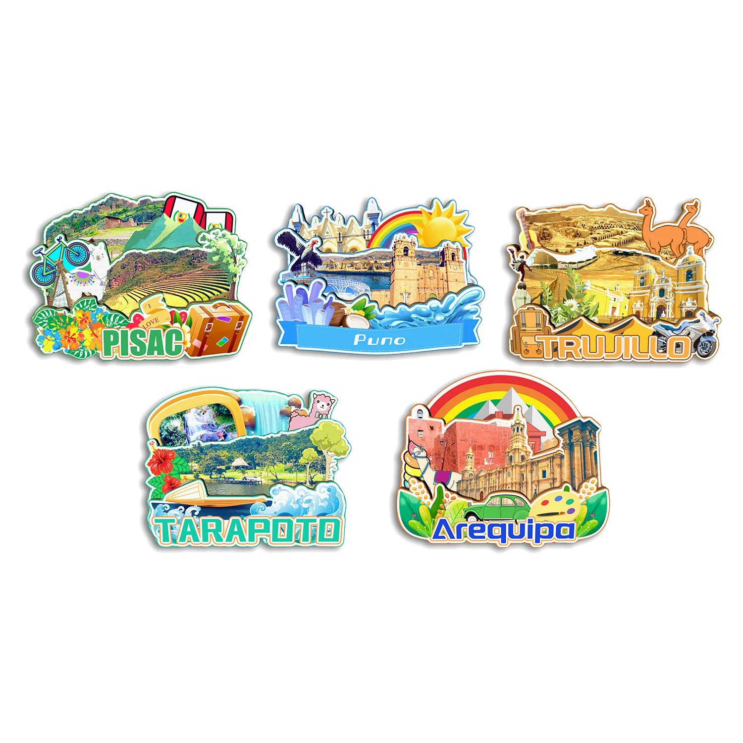 Arequipa Tarapoto Trujillo Puno Pisac Peru Fridge Magnet Travel Souvenir Gift Handmade Decorative Refrigerator Sticker Home