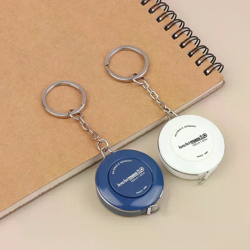 Easy-to-use 150/60 inch Keychain Tape Measure; Protable ABS Plastic Retractable Measuring Tool.