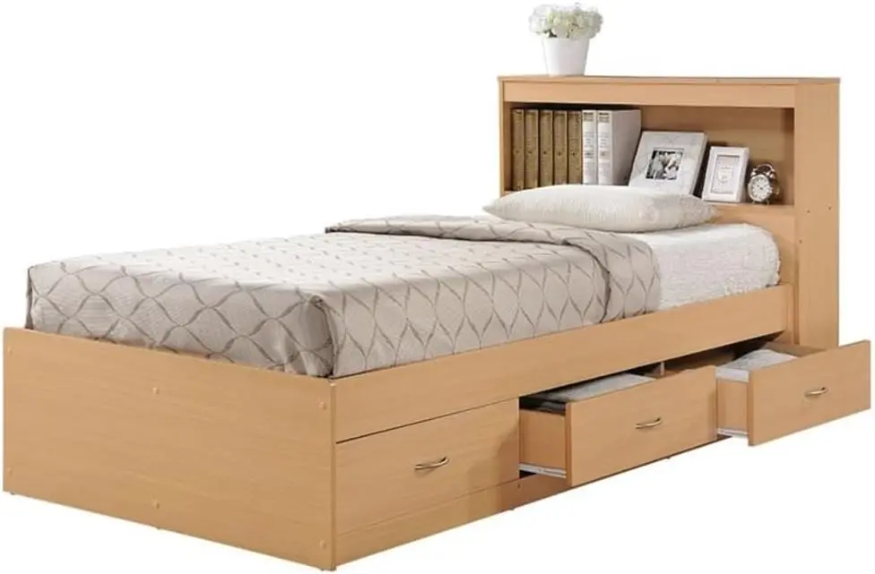 Row Twin Captain Storage Bed in Beech