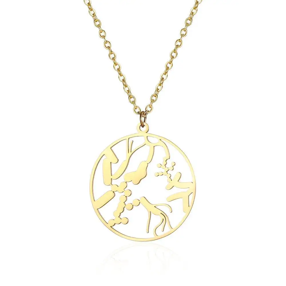 الفولاذ المقاوم للصدأ النساء حساسة ميكروبيوم البكتيريا علم الأحياء الأمعاء قلادة قلادة مجوهرات المعلم #5