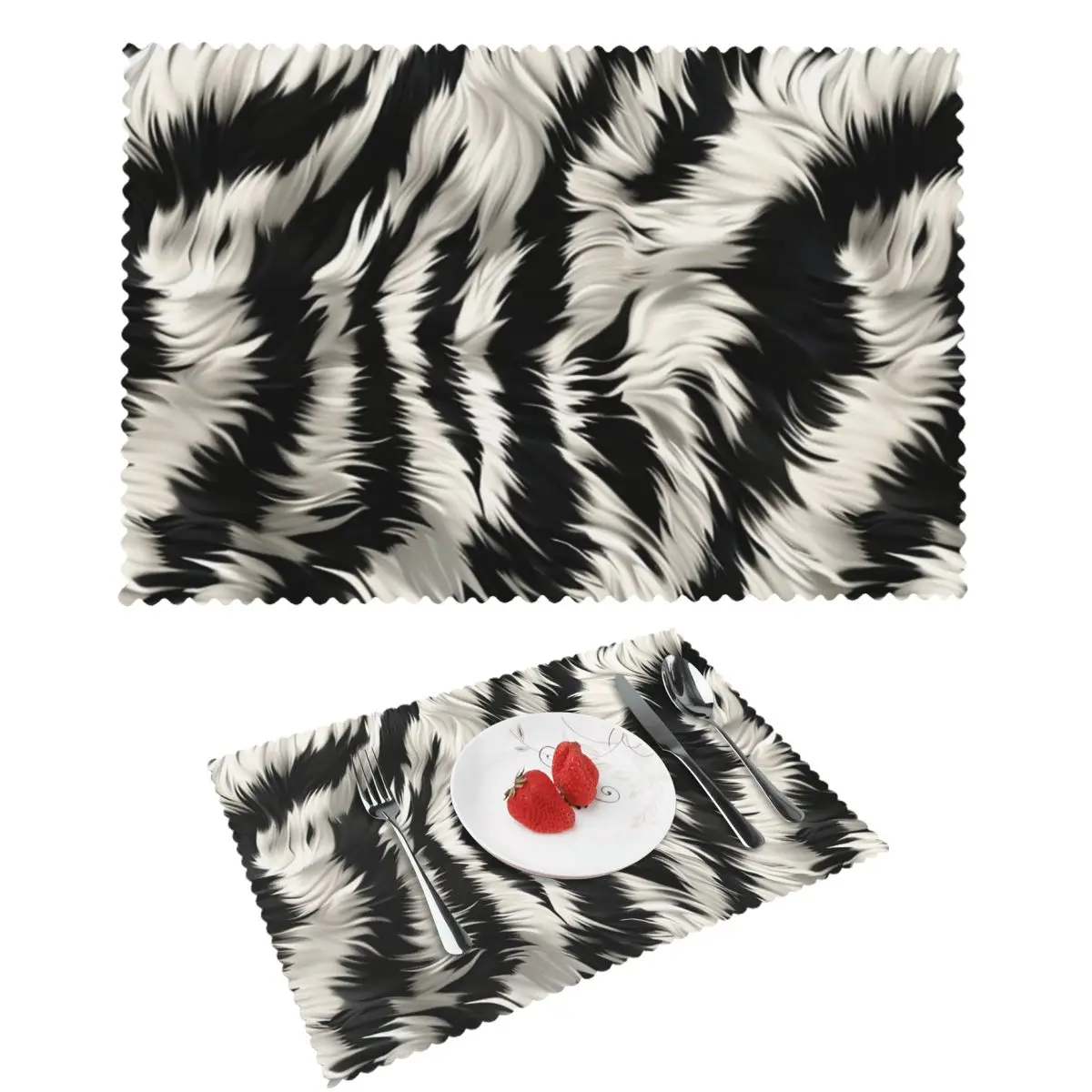 Animal Skin Tiger Design Placemat Washable Plate Mat for Dining Table Bowl Coaster Home Decor Absorbent Mats