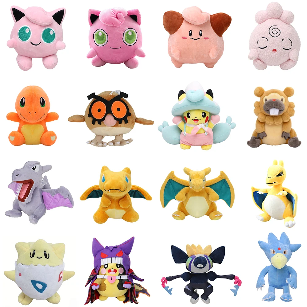 

Pokemon Pikachu Hoothoot Plush Toy Jigglypuff Aerodactyl Bidoof Kawaii Stuffed Doll Pocket Monster Anime Souvenir Christmas Gift