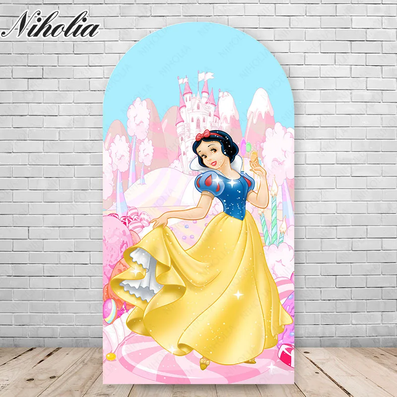 Disney Princess Girl Party Arch Backdrop Photobooth Cloth Children Girls Birthday Arch Cover Background Wedding Wall Photozone