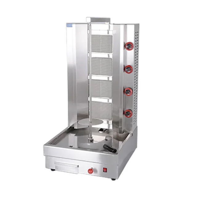 Gas 4-burner Commerical  Automatic Rotating Used Chicken Kebab Doner Shawarma Grill  Machine Price For Sale