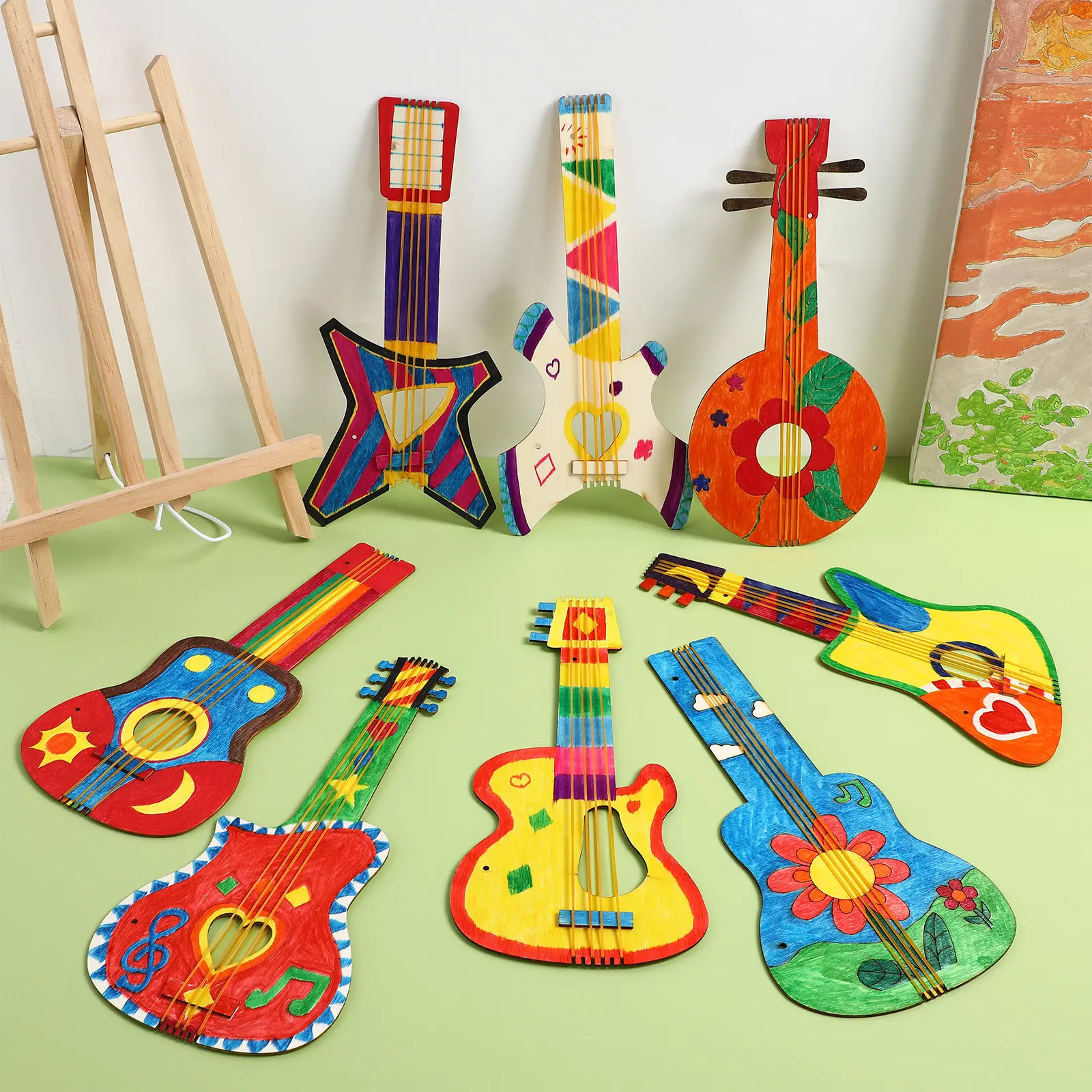 

8 шт. заготовок для гитар из дерева, неокрашенные деревянные фигурки для вечеринок, дней рождения, свадеб, декораций и поделок