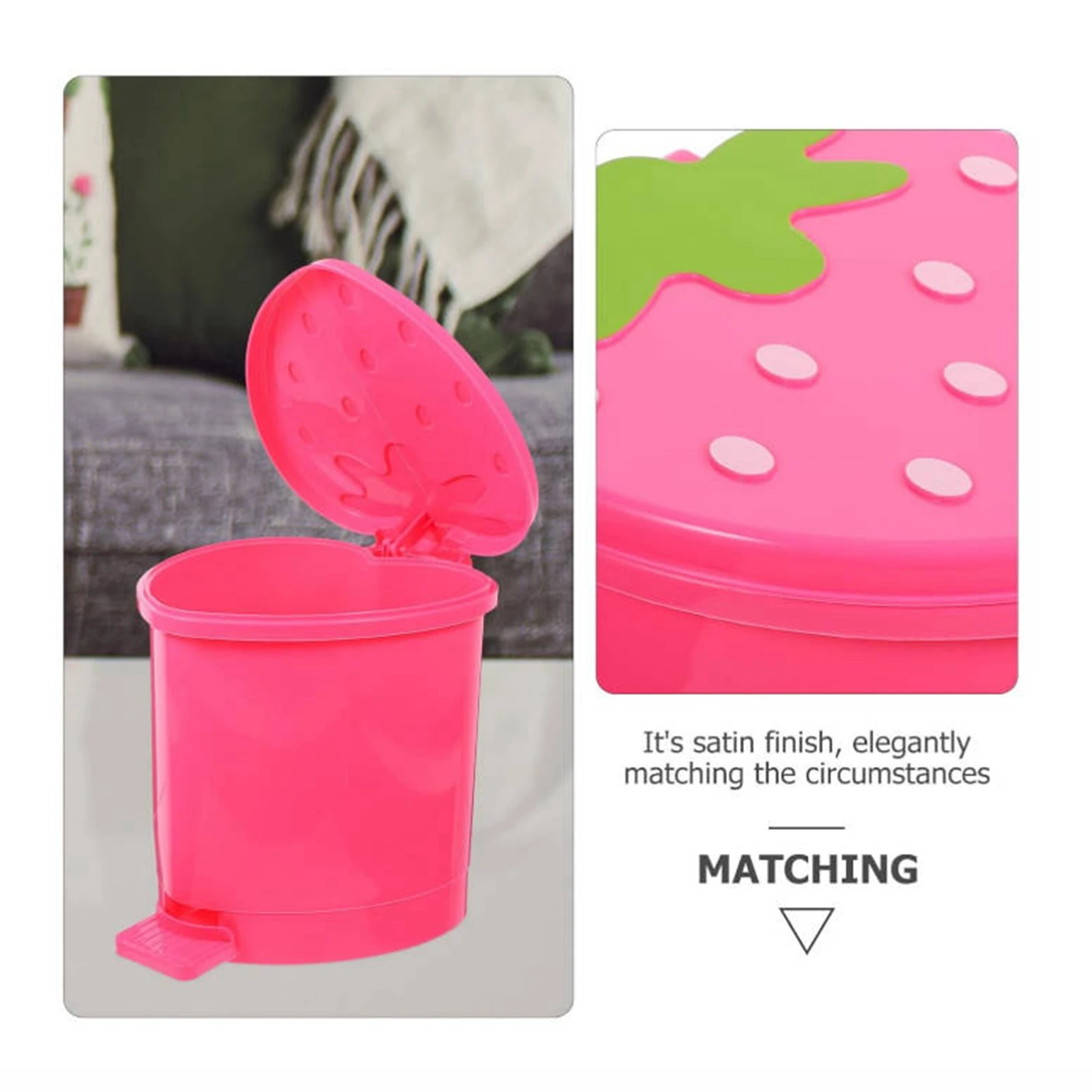 الوردي نمط الكرتون الفراولة نمط دلو المطبخ المنزلي غرفة المعيشة لطيف سلة التخزين يمكن أيضا تستخدم ل سلة المهملات #5