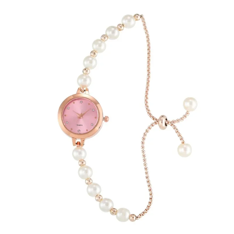 Imitation Pearl Bracelet Quartz Watch Set for Women High-end Fashion Trend Personalized Luxury Brand Design Bracelet Accessories