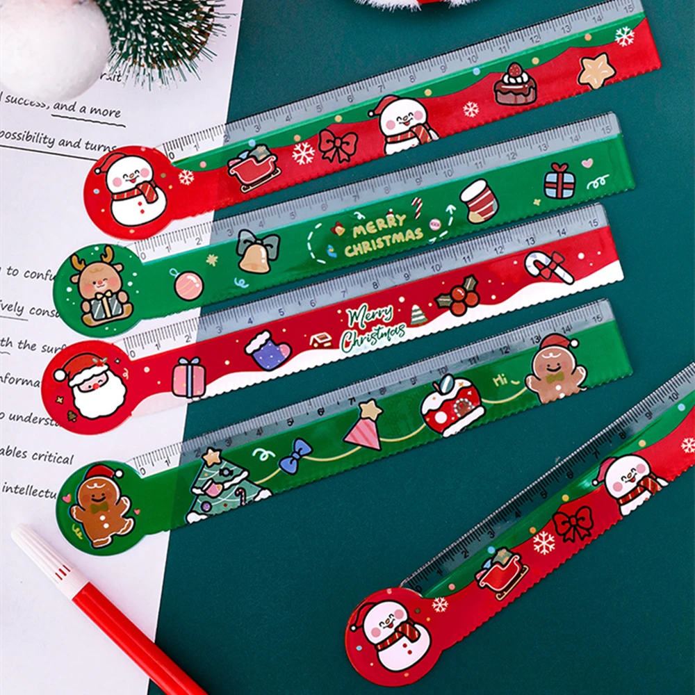 Christmas Alien Ruler Children's Cute Cartoon Wave Ruler Student Stationery Reward Small Gift Xmas Party Back To School Gift