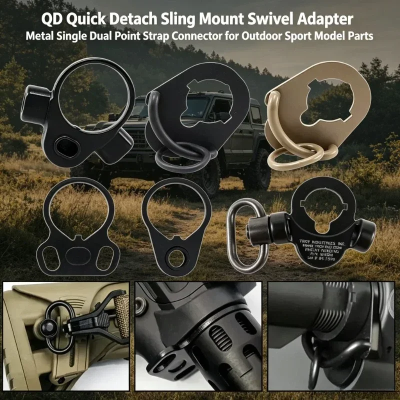 Strap Connector QD Quick Detach Sling Mount Swivel Adapter Metal Single Dual Point for Outdoor Sport Cosplay Model Gear