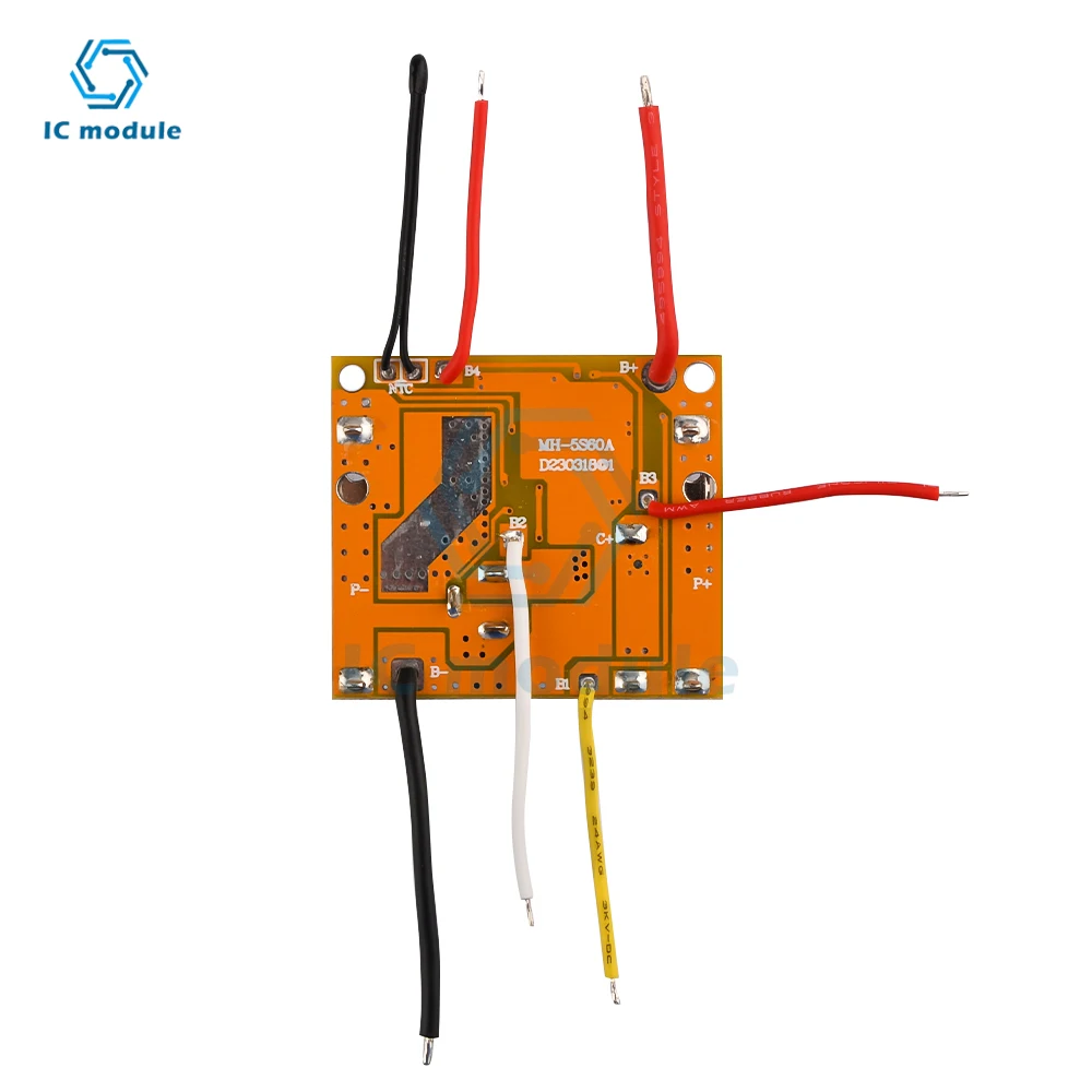 Circuito de protección de batería de litio de iones de litio 18650, 5S de placa de carga de 21V, módulo de celda Lipo, PCM, PCB, BMS para taladro