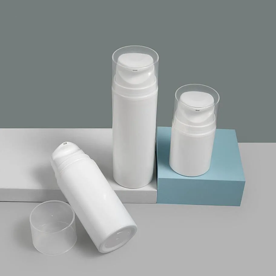 200ML white plastic airless bottle  white/clear lid for lotion/emulsion/serum/foundation/anti-UV sunscreen cream