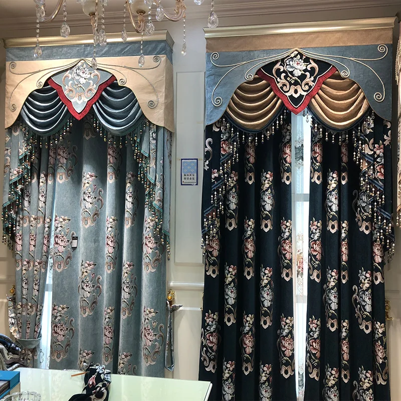 النمط الأوروبي الستائر الفاخرة الشنيل الراقية فيلا الستائر لغرفة المعيشة غرفة الطعام غرفة نوم الستارة التعتيم حجم مخصص
