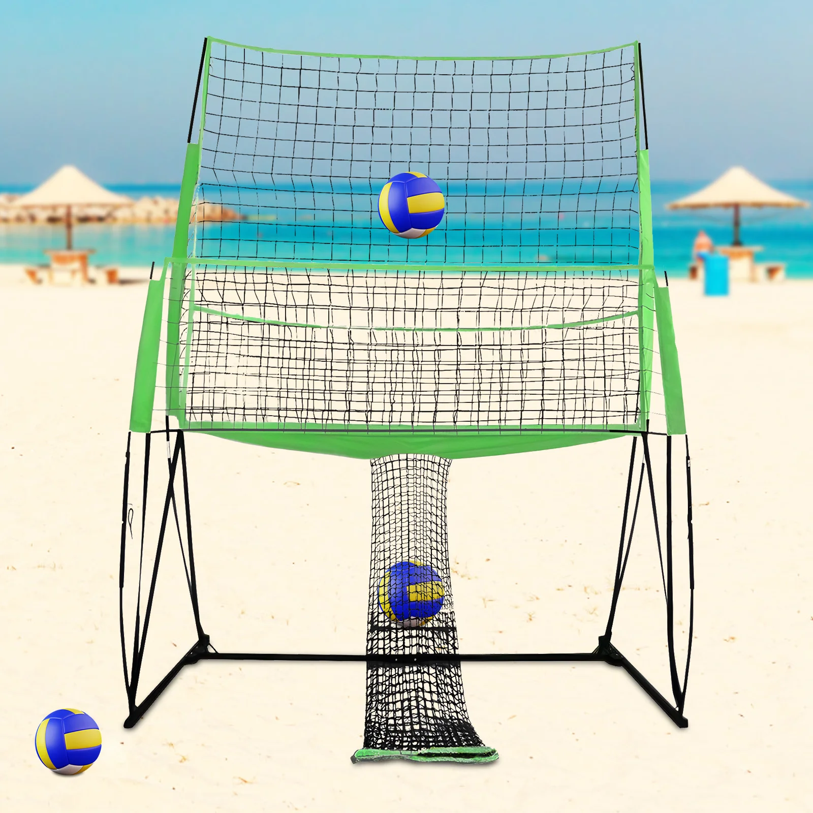 Volleyball Practice Net Station 8*11 FT Adjustable Net Perfect for Indoor and Outdoor Training