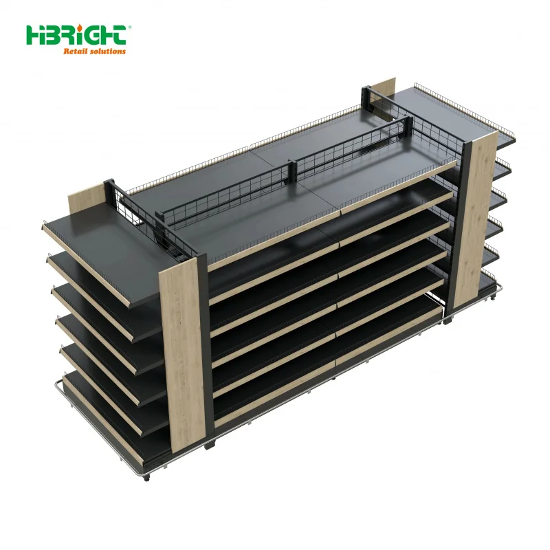 custom.Highbright HBE-SR Heavy Duty Light Duty Metal Supermarket Display Rack Back Freestanding Solid Shelves Quick Installation