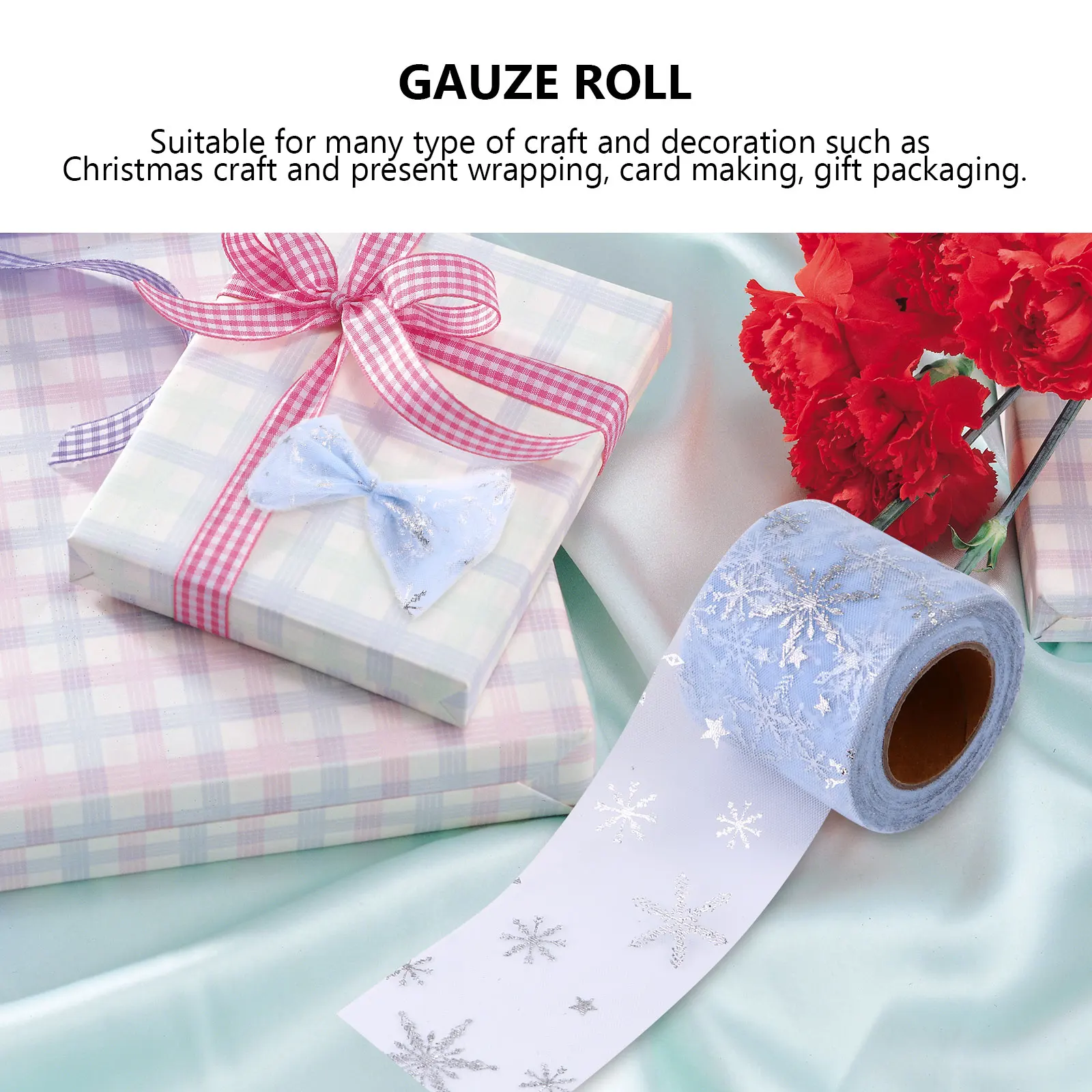 

Mesh Snowflakes Glitter Decoration Christmas Ribbon Gauze Tree Tulle Yarn