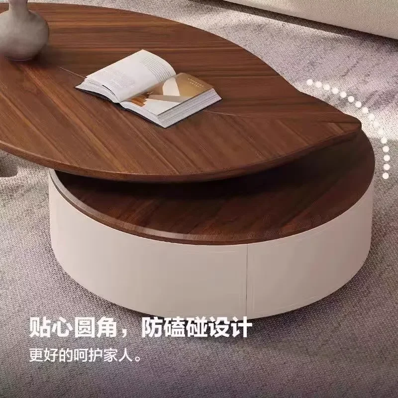 Modern Leaf-Shaped Walnut Veneer Coffee Table Creative Special Shape Living Room Contemporary Design New Designer for