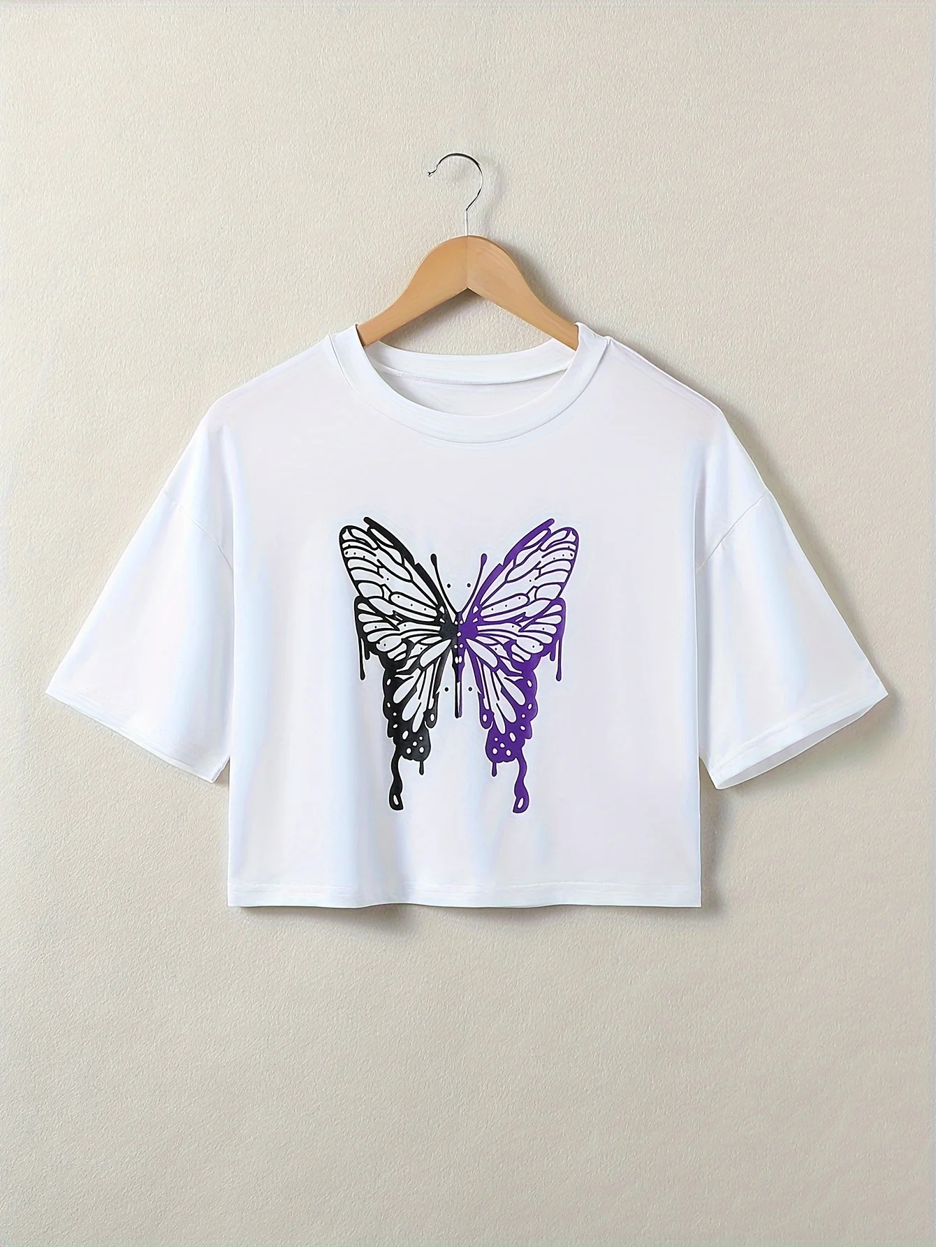 Summer Women'S Short-Sleeve T-Shirt with Butterfly Print Suitable for Sleepwear Harajuku Short Sleeve Casual Aesthetic Clothes