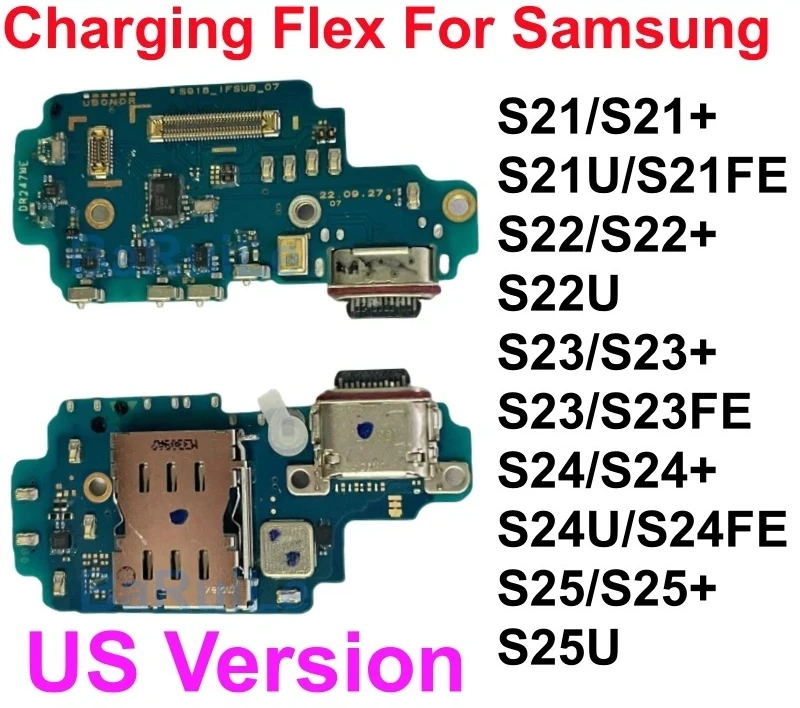 1pcs Charging Port For Samsung S21 S22 Plus S23 Ultra S24 S25 G998U S908U S928U Charger USB Dock Connector Board Flex Cable