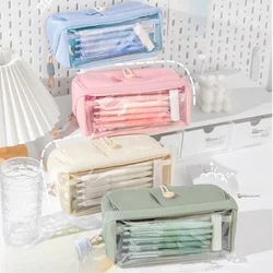 Transparent Transparent Large Capacity Pencil Bag Large Capacity Three Layer 3 Layers Transparent Pencil Case Waterproof