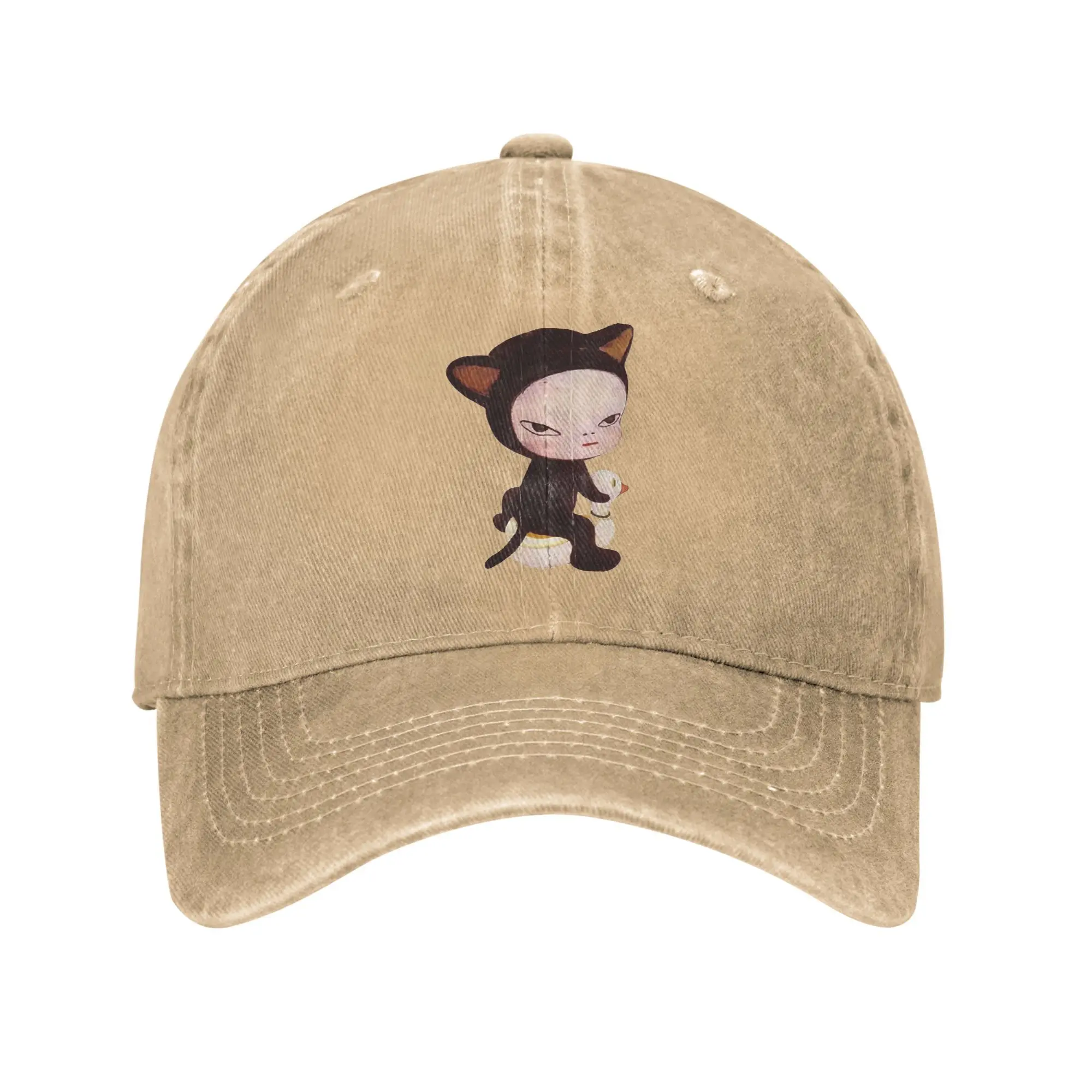 

Yoshitomo Nara Cat Costume Girl Baseball Cap Sun Outdoor Sports Hot Sale Washed Trucker Hat Men Adult Vintage Design Caps