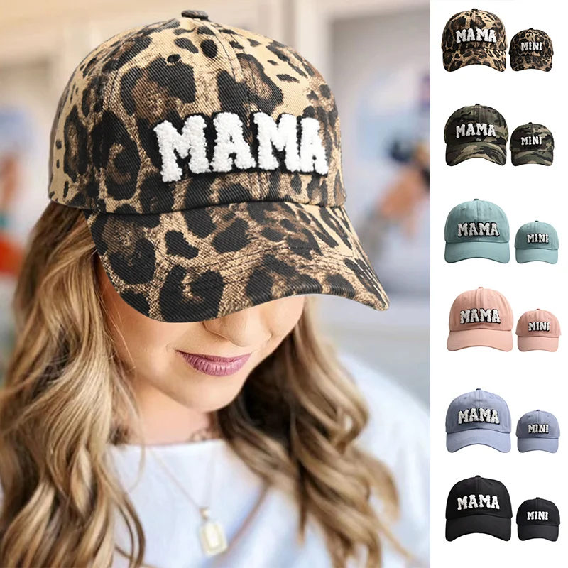 Camouflage Mama Baseball Caps For Women Adjustable Mama Mini Letter Snapback Dad Hat Cute Parent-Child Hats Boy Girl Summer Bone