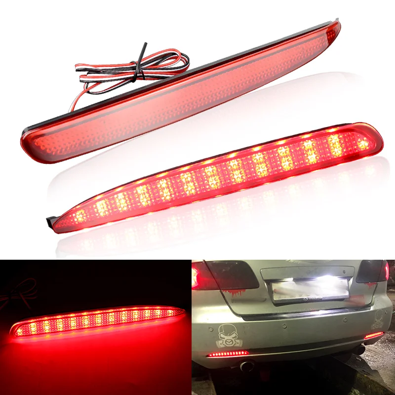 2Pcs 24 LED Car Rear Bumper Reflector Brake Stop Running Light For Mazda 6 2003-2008 For Mazda6 Atenza Sport For Mazdaspeed