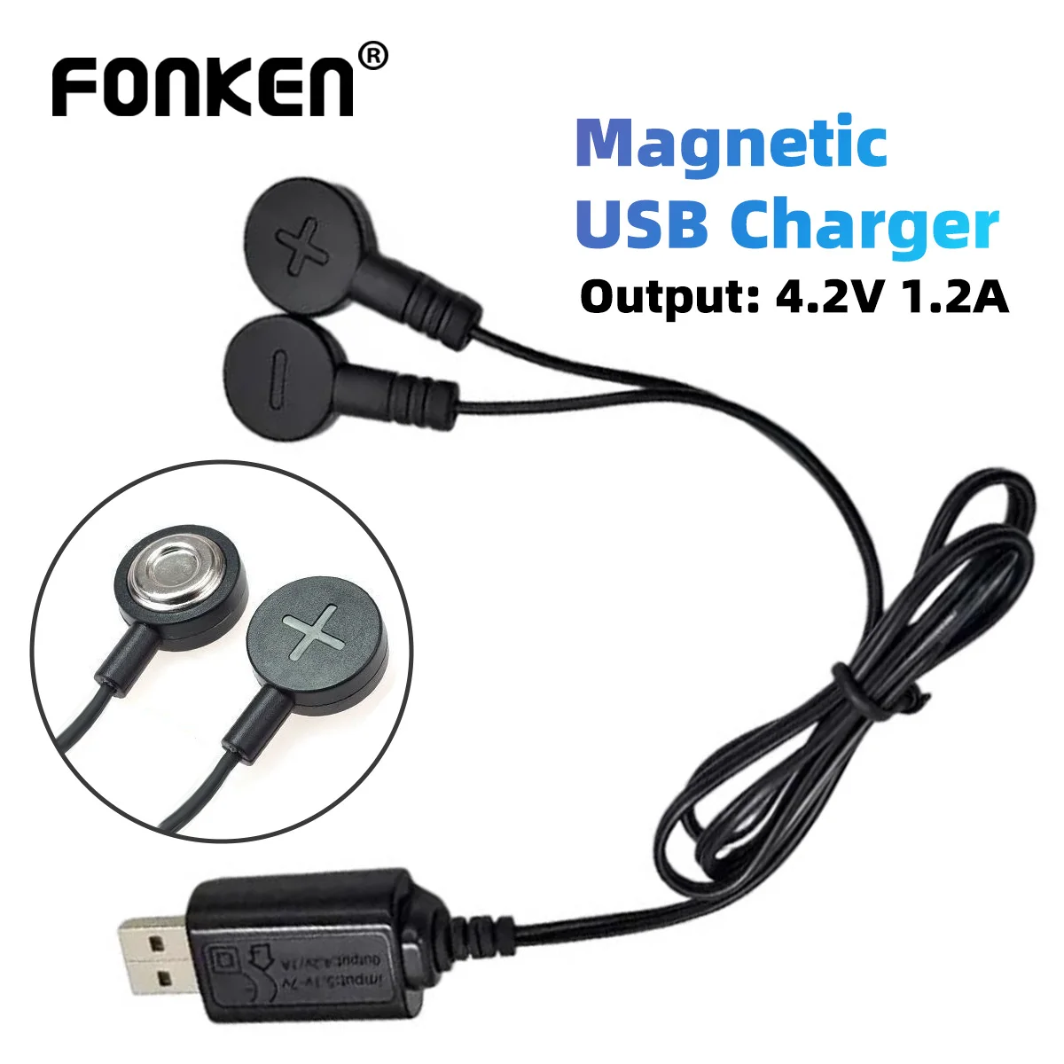 Suitable for 18650 16340 26650 lithium Batteries 3.7V and 4.2V Universal Chargers Magnetic USB charging Cable Female Socket