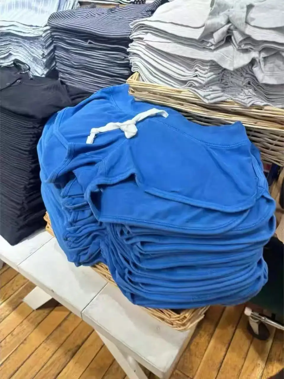 New Drawstring Blue Sweatshorts Women Summer Elastic Waist Loose Split Sport Shorts Streetwear Vintage Casual Boxer Short Pant