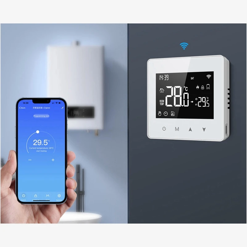Tuya pengatur suhu baterai rumah pintar, termostat Wifi, pengontrol suhu untuk Boiler Gas bekerja dengan asisten suara ABS