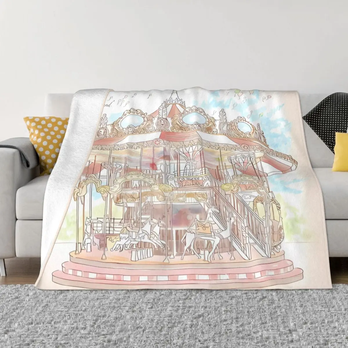 Pastel Circus Carousel Blanket Bedspread On The Bed Quilt Bedspreads For Double Bed Uni For Bed Baby Blanket