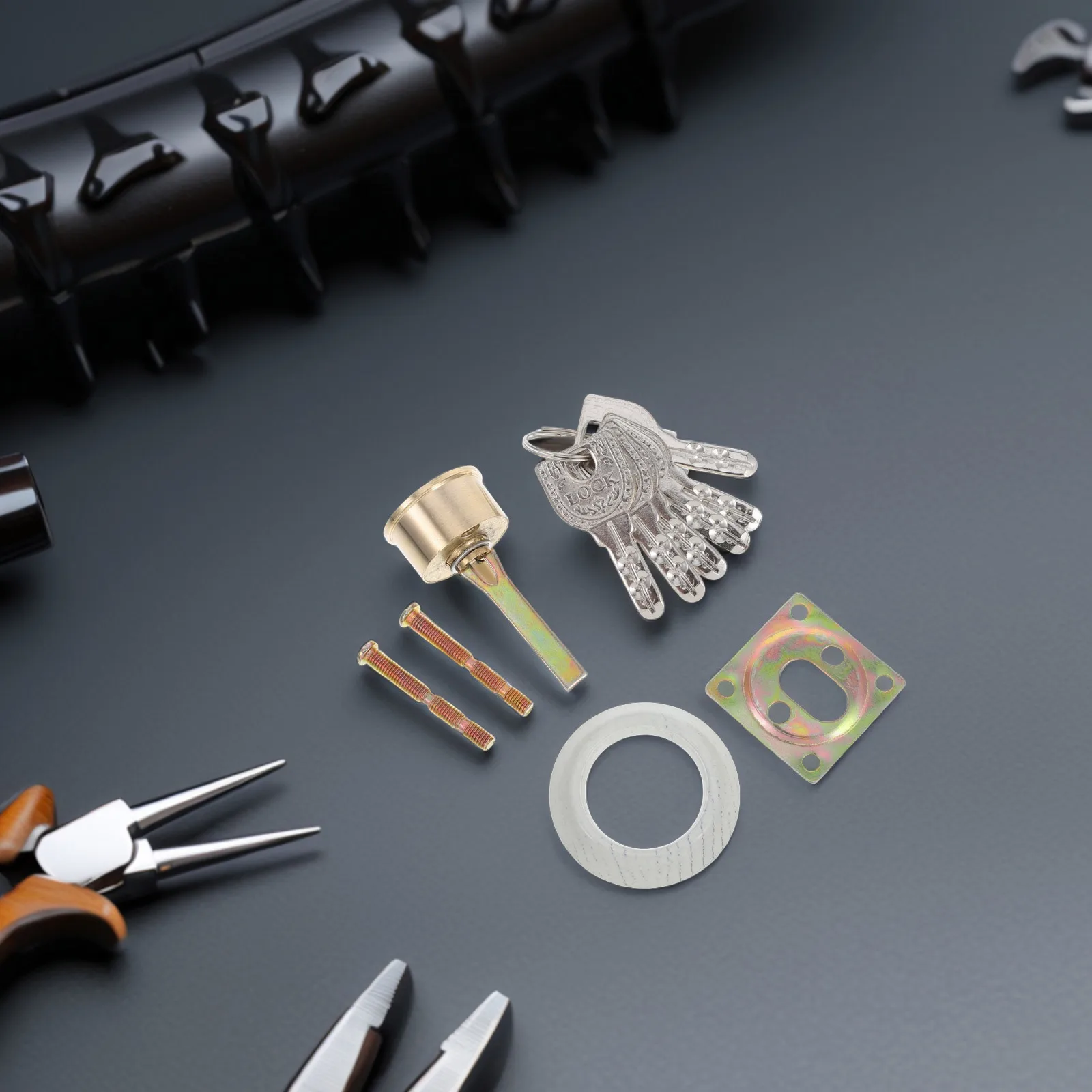 

1 Set Full Copper Lock Core Replacement With Keys Sturdy Security Cylinder For Exterior Fire Doors Smooth Operation Anti-Pry