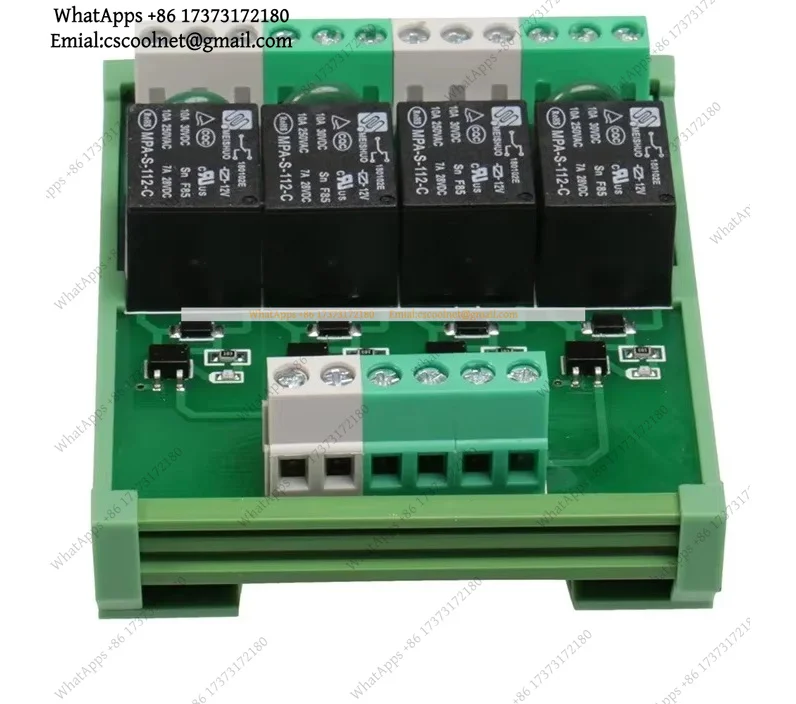 JS03 4 Channel Relay Module 1 SPDT DIN Rail Mount 12V 24V DC/AC Interface 220V 230V 5VDC