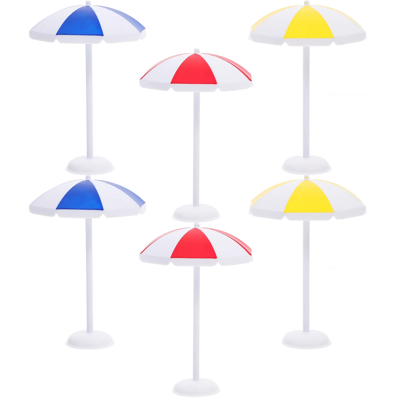 

6pcs Miniature Beach Umbrella Ornament For Dollhouse Aquarium Terrarium Cake Decor Landscape Accessories Sun Shade