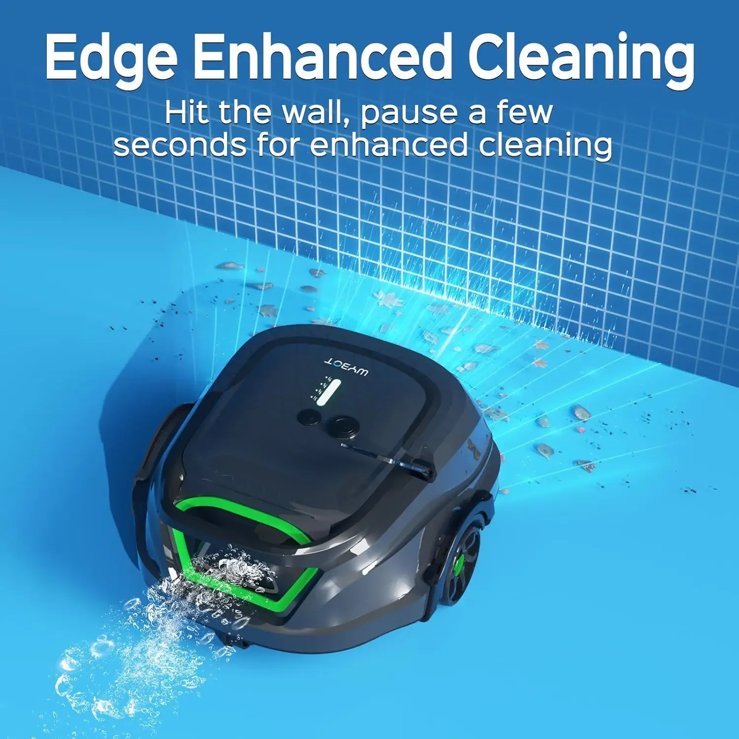 مكنسة حمام سباحة روبوتية لاسلكية مع وقت تشغيل طويل، مرشحات مزدوجة، شحن سريع، مثالية لحمامات السباحة ذات القاع المسطح