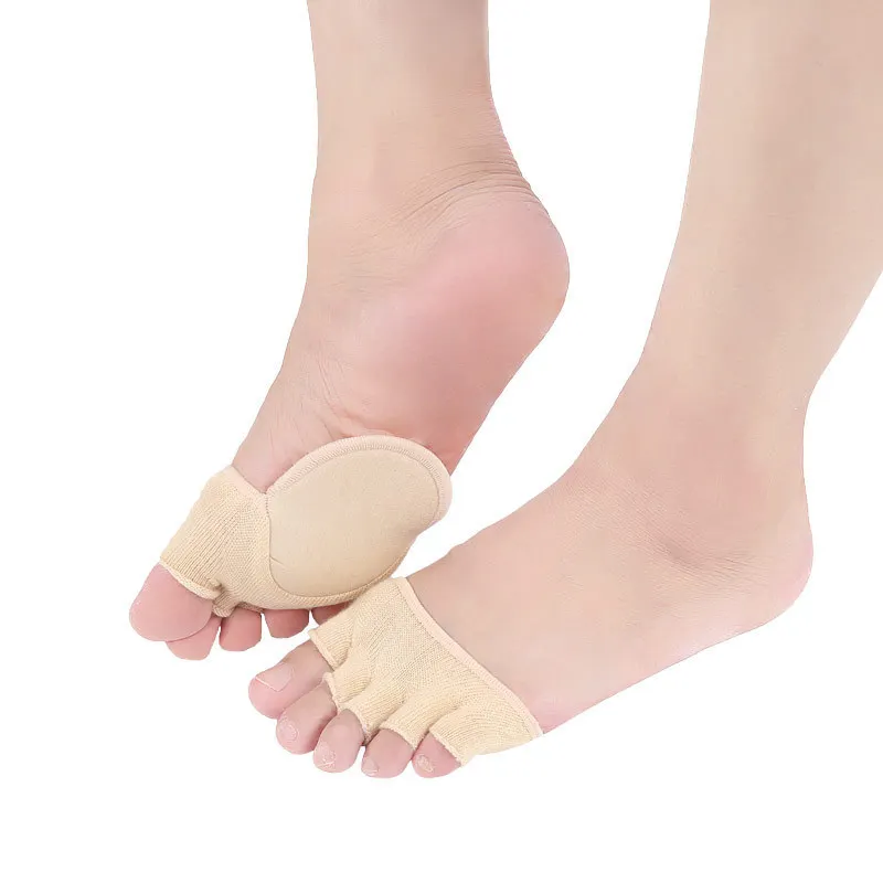 RHBJ 2Pcs=1Pair Toe Separator Foot Care Half Insoles Five Finger Socks Bunion Sleeve Protector Hallux Valgus Forefoot for Women