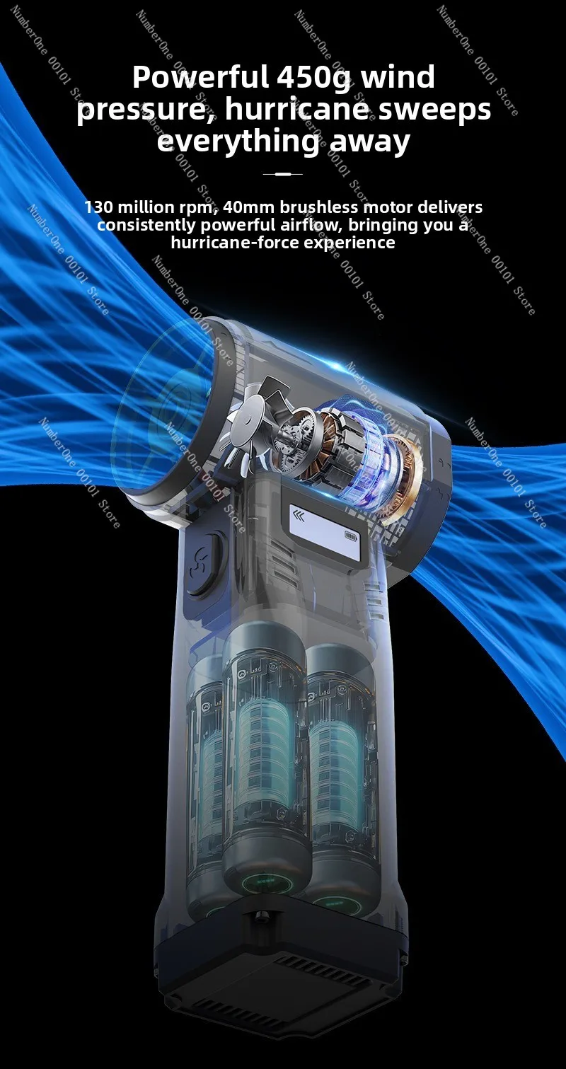 Brushless 40 motor high-power turbine dust removal hurricane fan