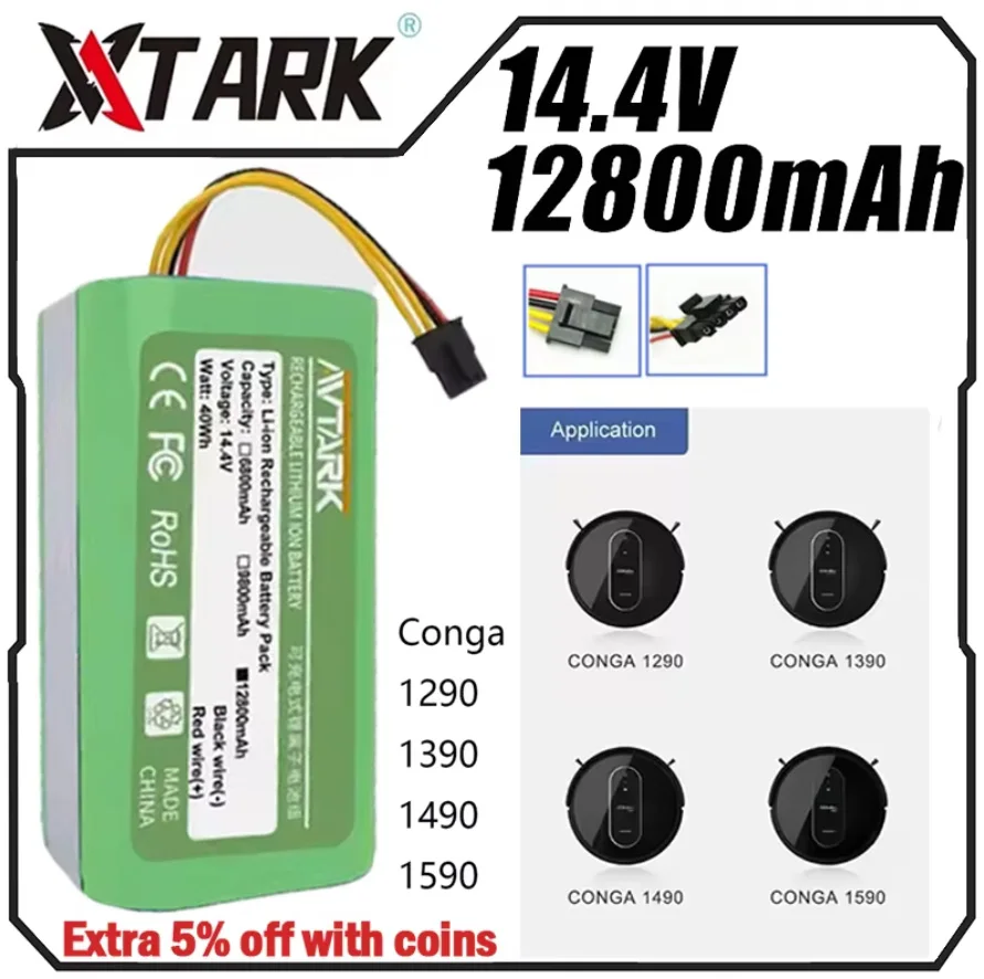 

100% новый литий-ионный аккумулятор 14,4 В 6800 мАч для Cecotec Conga 1290 1390 1490 1590, сменный аккумулятор для робота-пылесоса