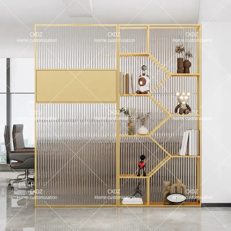 Glass Screen Partition for Company Front Desk Office Background Wall Trophy Rack Beauty Salon Locker Display Shelf