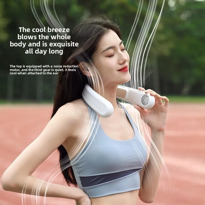 Nuova ventola sospesa al collo con raffreddamento a semiconduttore, mini piccola ventola per persone pigre, ventilatore elettrico esterno con ricarica USB