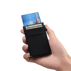 Lycra Auto Pop Up Business Card Case, titular do cartão de crédito, RFID Blocking Wallet