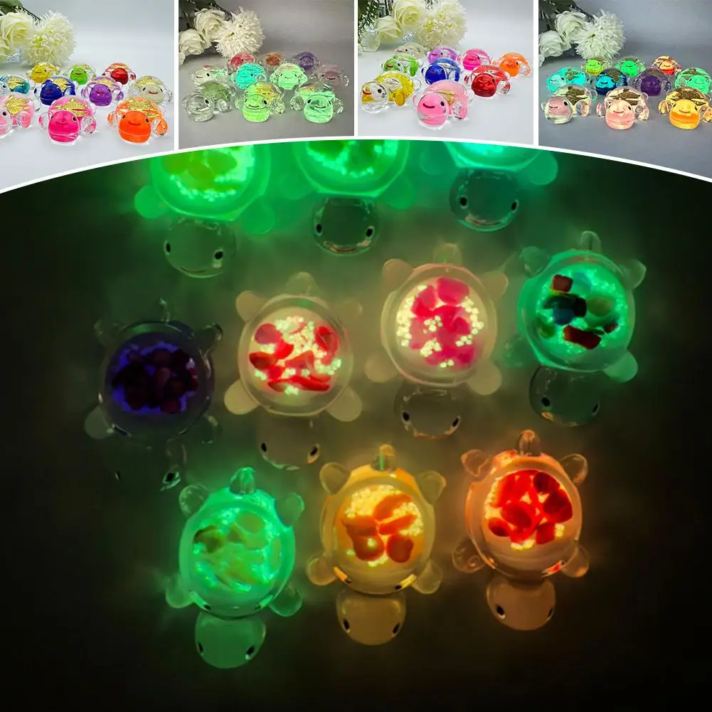 1pc Random Color Transparent Night Light Turtle Resin Sand Micro DIY Landscape Shell Jewelry Colorful Accessories Toy Deskt Y7R8